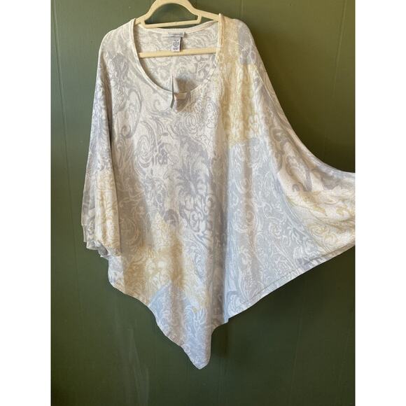 Catherines Poncho Sweater Women Size 4x/5x Gray Silver Gold Knit Pullover Casual - Picture 3 of 12